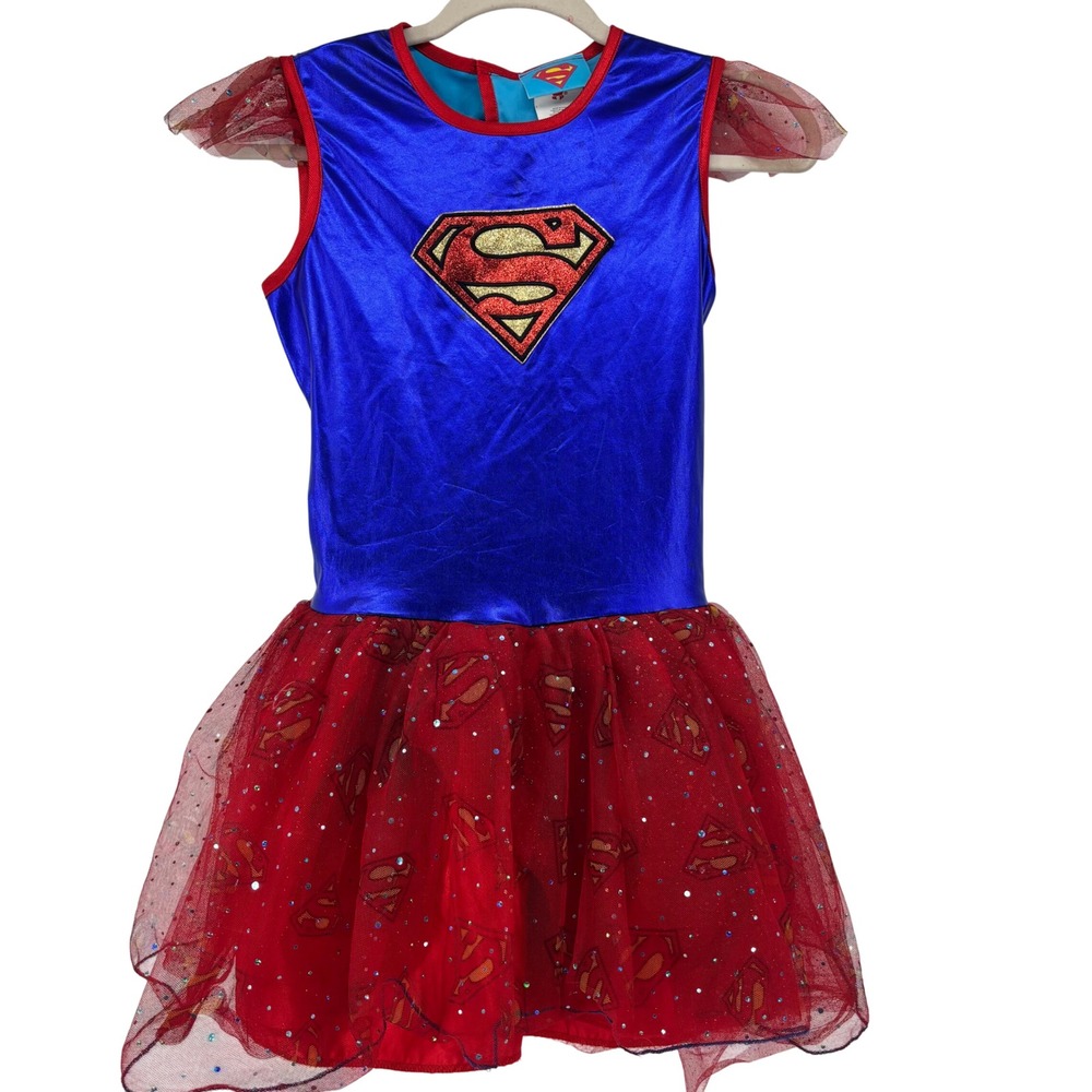 Rubies DC Comics Supergirl Costume Dress Blue Red Tutu Glitter Kids Large